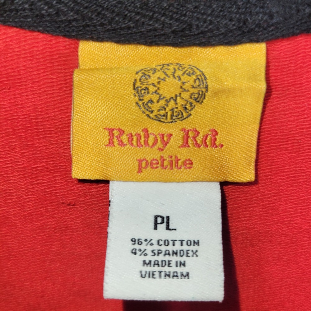Ruby Rd.‎ Red & Black Leopard Print Full Zip Track Jacket Mock Neck - Picture 3 of 4